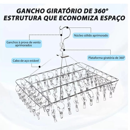 Mōva AirClip™ – Varal Inteligente Inox com Prendedores para Roupas Íntimas