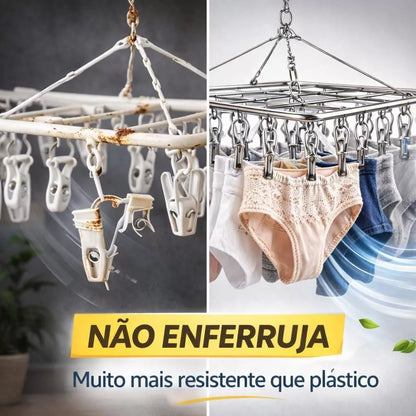 Mōva AirClip™ – Varal Inteligente Inox com Prendedores para Roupas Íntimas