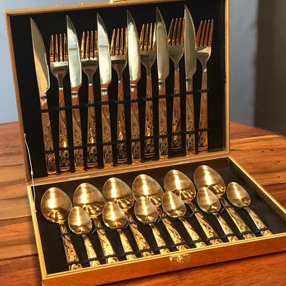 Brilho Imperial™ – Kit Faqueiro em Inox 24 Peças – Mōva Decor