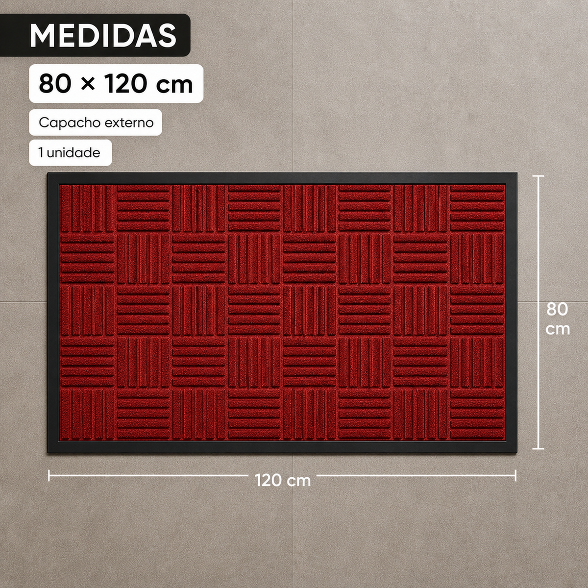 Medidas e escala do Capacho Externo Mōva de 80 × 120 cm
