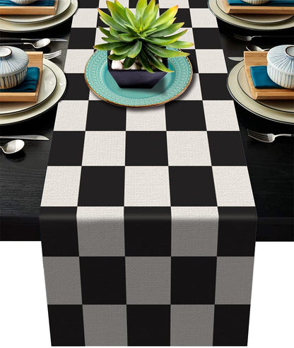 Caminho de Mesa Geométrico em Linho Mōva — detalhe do acabamento | Mova Decor