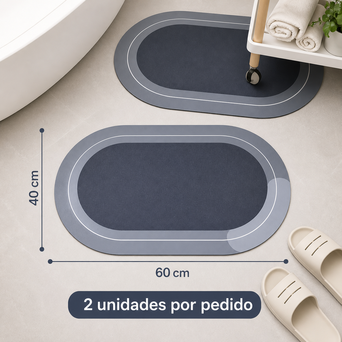 Kit com 2 tapetes super absorventes de 40 × 60 cm em escala