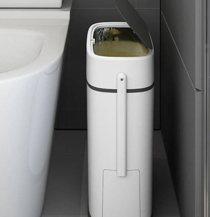 Lixeira automática Mōva posicionada no banheiro