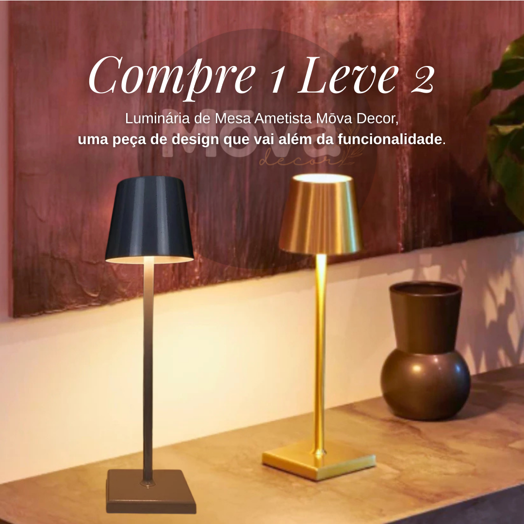 Luminária de Mesa Ametista Mōva Decor - COMPRE 1 LEVE 2