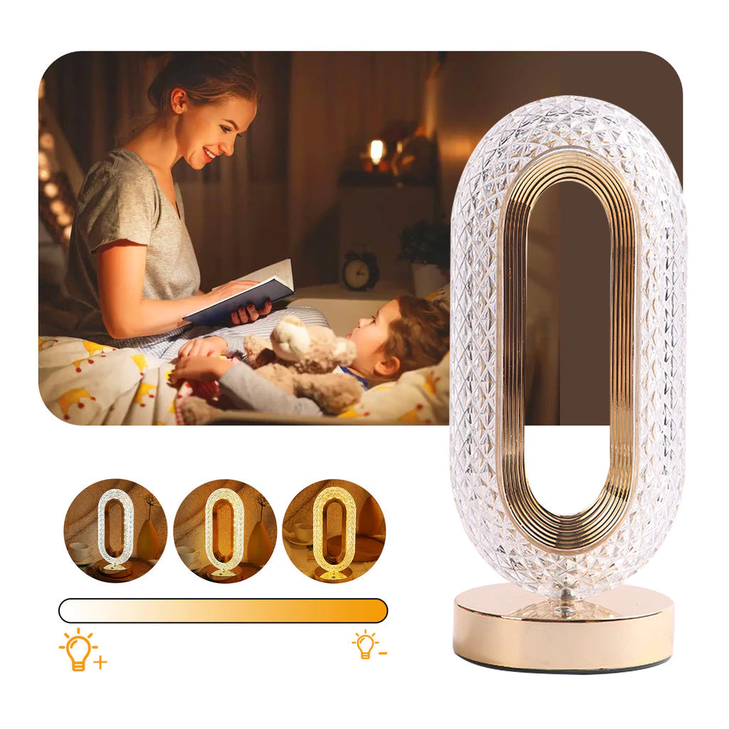 Detalhe das facetas da luminária de cristal Mōva