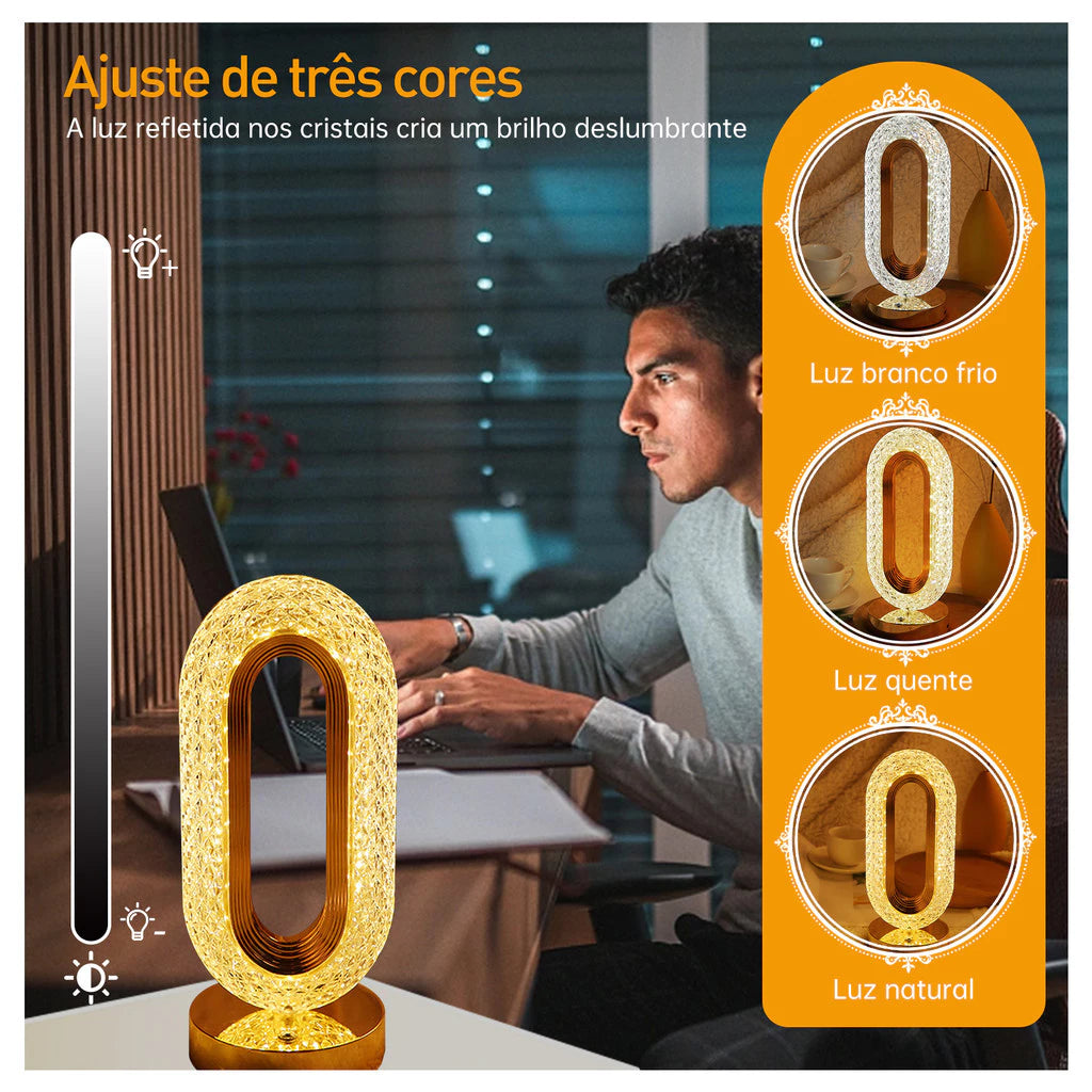Luminária de cristal decorativa Mōva em outro ângulo