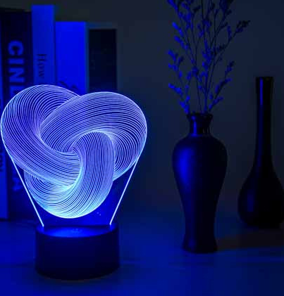 Dimensões da luminária de toque 3D Mōva