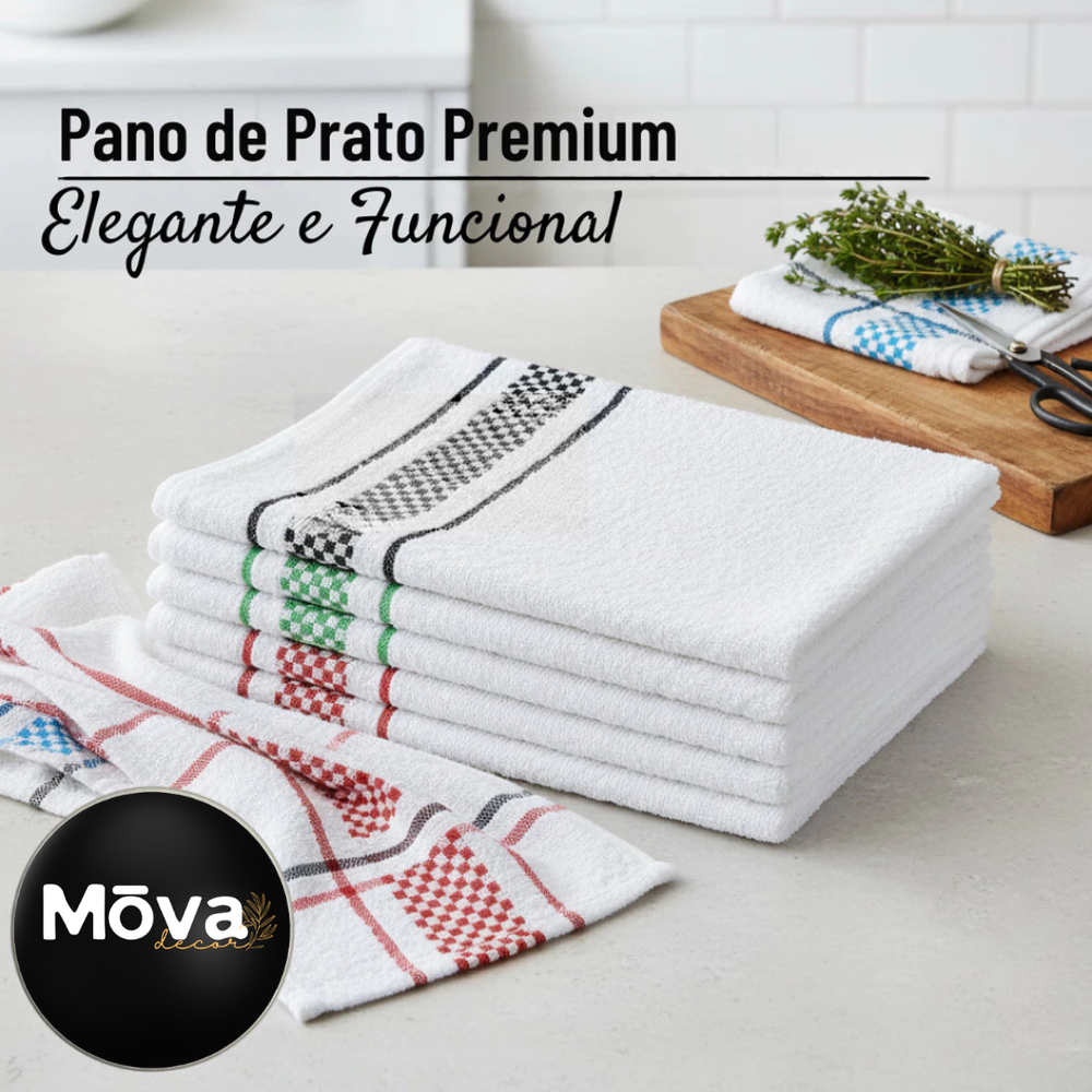 Kit 10 Panos de Prato Premium Super Luxo 100% Algodão Felpudo — detalhe do acabamento | Mova Decor