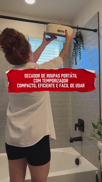 Secador de Roupas Portátil com Temporizador – Compacto, Eficiente e Fácil de Usar