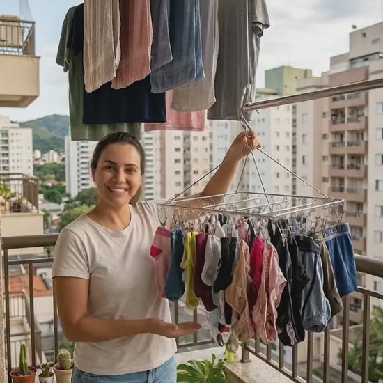 Mōva AirClip™ – Varal Inteligente Inox com Prendedores para Roupas Íntimas