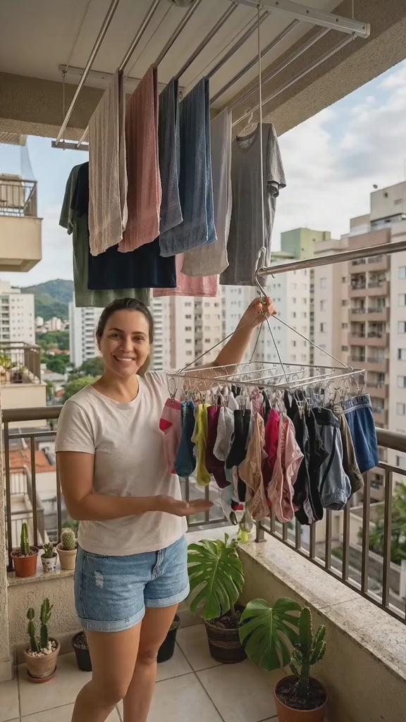 Mōva AirClip™ – Varal Inteligente Inox com Prendedores para Roupas Íntimas