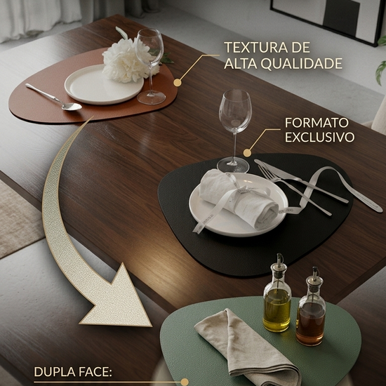 Mesa Nobre Courino – Kit Jogo Americano Premium Decorativo com 6 peças + Porta Copos de BRINDE