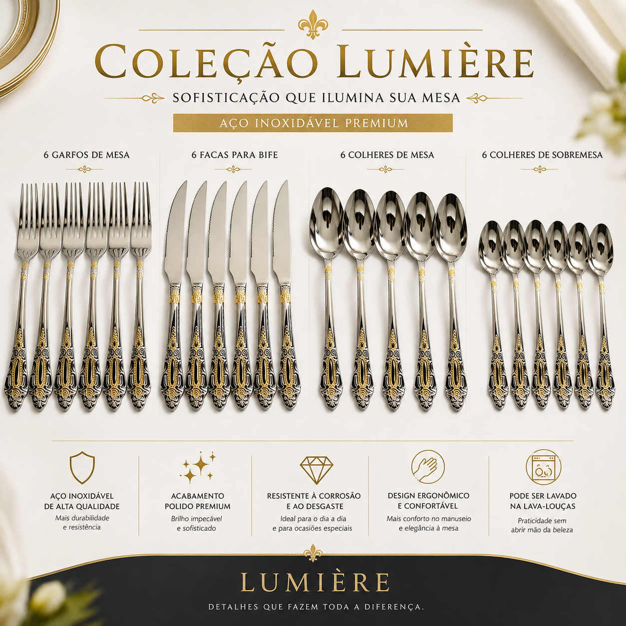 Royal Prestige™ – Talheres Premium em Aço Inoxidável | Mōva Decor