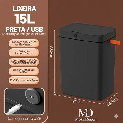 SensorClean Pro™ – Lixeira Inteligente Automática 15L USB | Mōva Decor