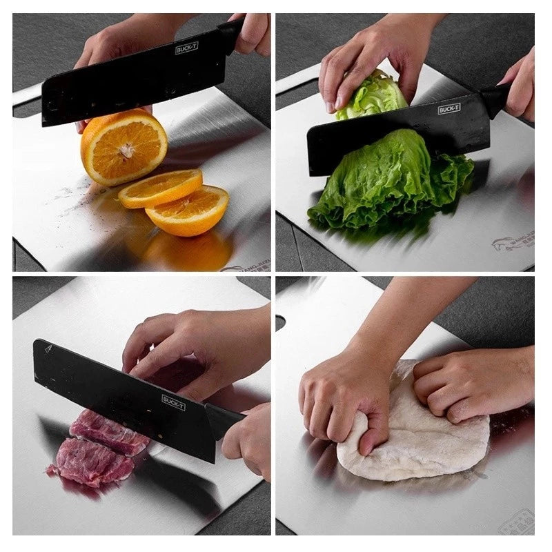 SteelGuard Pro™ – Tábua Antibacteriana em Aço Inox