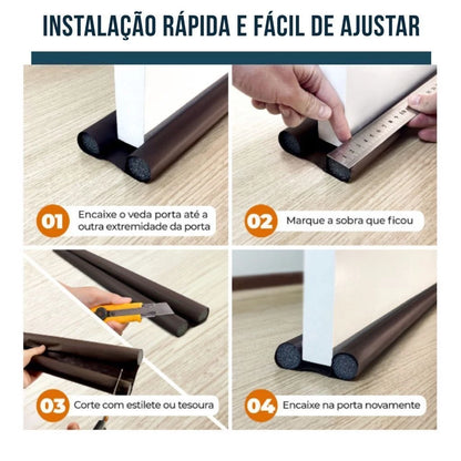 VedaTudo™ – Rolinho Duplo Ajustável para Porta (Anti Vento, Poeira e Insetos)