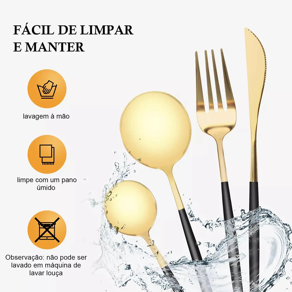 Monarch Black & Gold™ – Kit 24 Peças - Mōva Decor