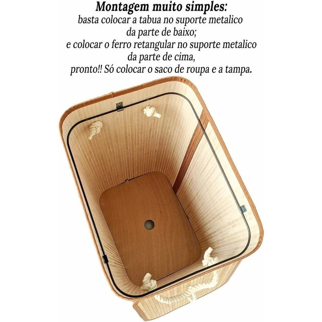 Cesto Bambu Dobravel Organizador 60 Litros | Mōva Decor