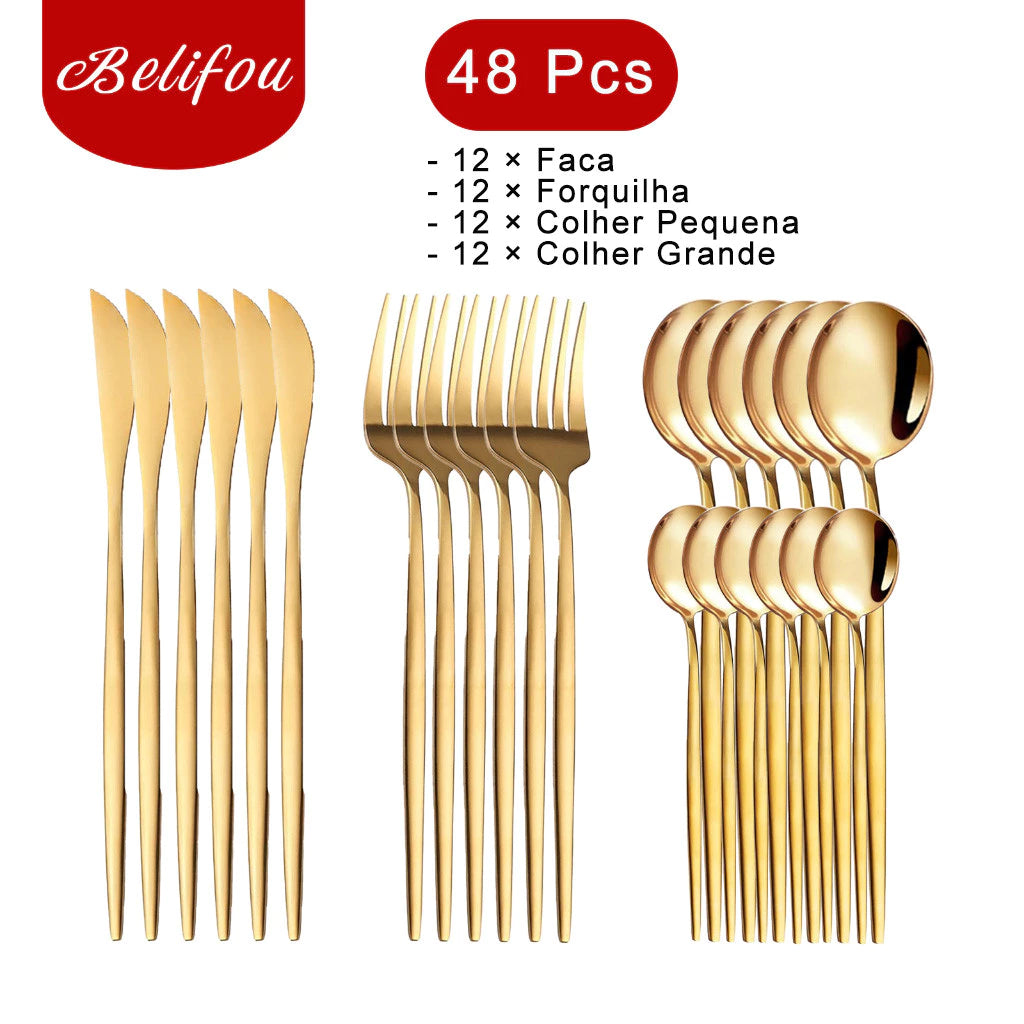 Belifoul™ – Jogo de Talheres Premium Aço 416 - Mōva Decor
