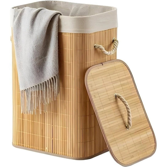 Cesto Bambu Dobravel Organizador 60 Litros | Mōva Decor — detalhe do acabamento | Mova Decor