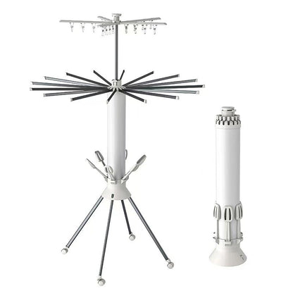 SpinDry Flex™ – Varal Dobrável Giratório de Chão com 16 Hastes em Aço Inox - Mōva Decor