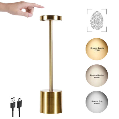 Luminária de Mesa Lumière Touch™ Recarregável LED