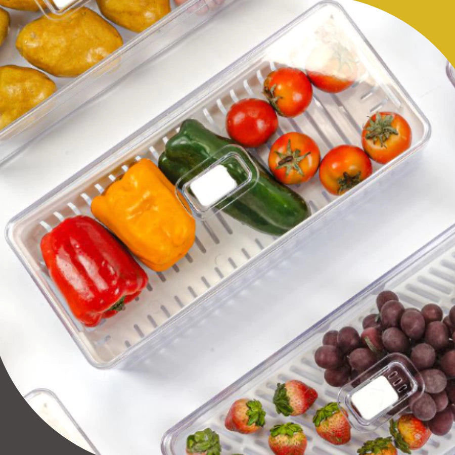 FreshBox Trio — Kit Organizador de Geladeira com Cesto — detalhe do acabamento | Mova Decor