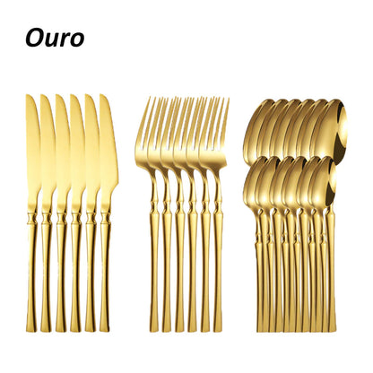 Élégance D’Or – Faqueiro Premium 24 Peças - Mōva Decor