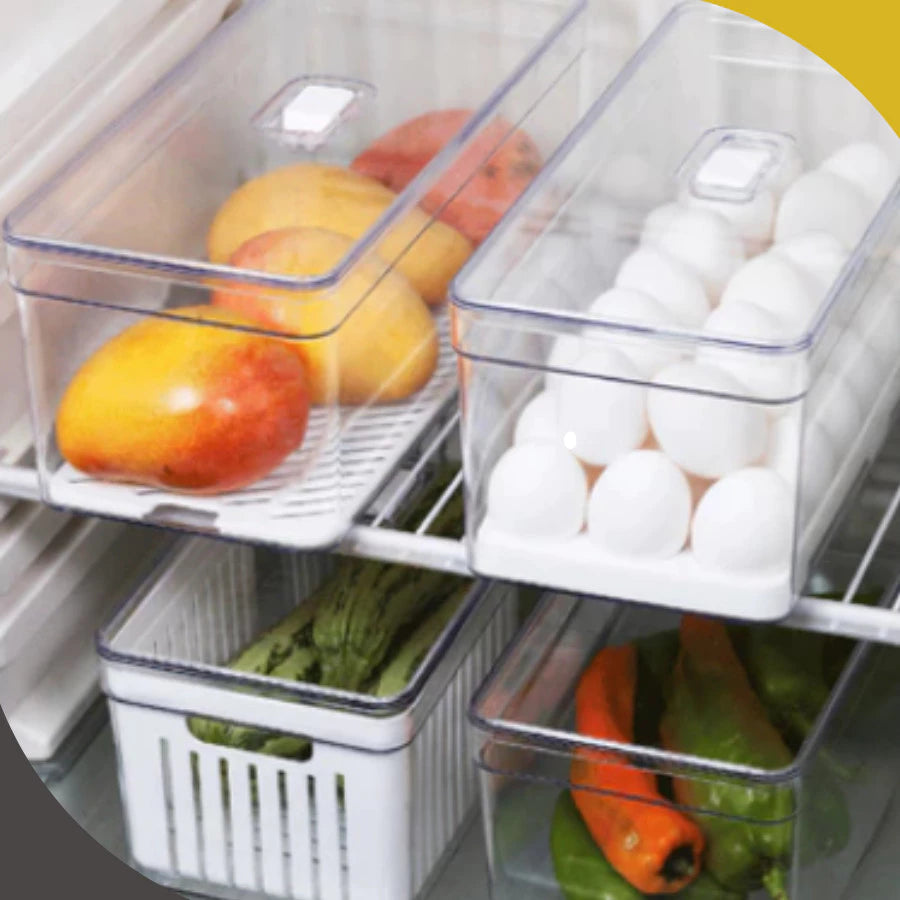 FreshBox Trio — Kit Organizador de Geladeira com Cesto