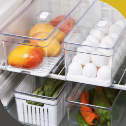 FreshBox Trio — Kit Organizador de Geladeira com Cesto