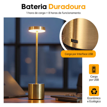 Luminária de Mesa Lumière Touch™ Recarregável LED