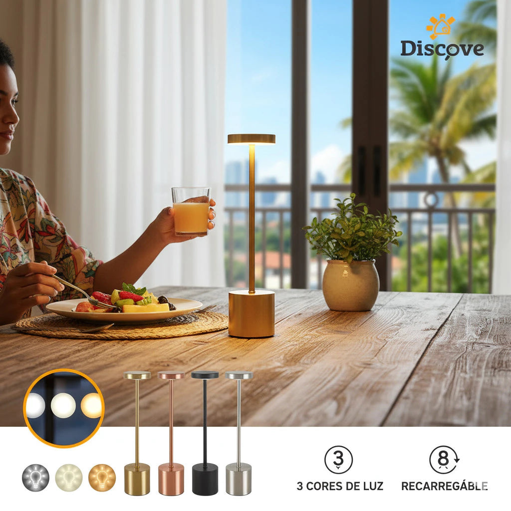 Luminária de Mesa Lumière Touch™ Recarregável LED