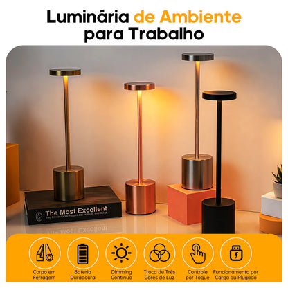 Luminária de Mesa Lumière Touch™ Recarregável LED