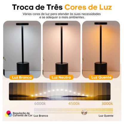 Luminária de Mesa Lumière Touch™ Recarregável LED