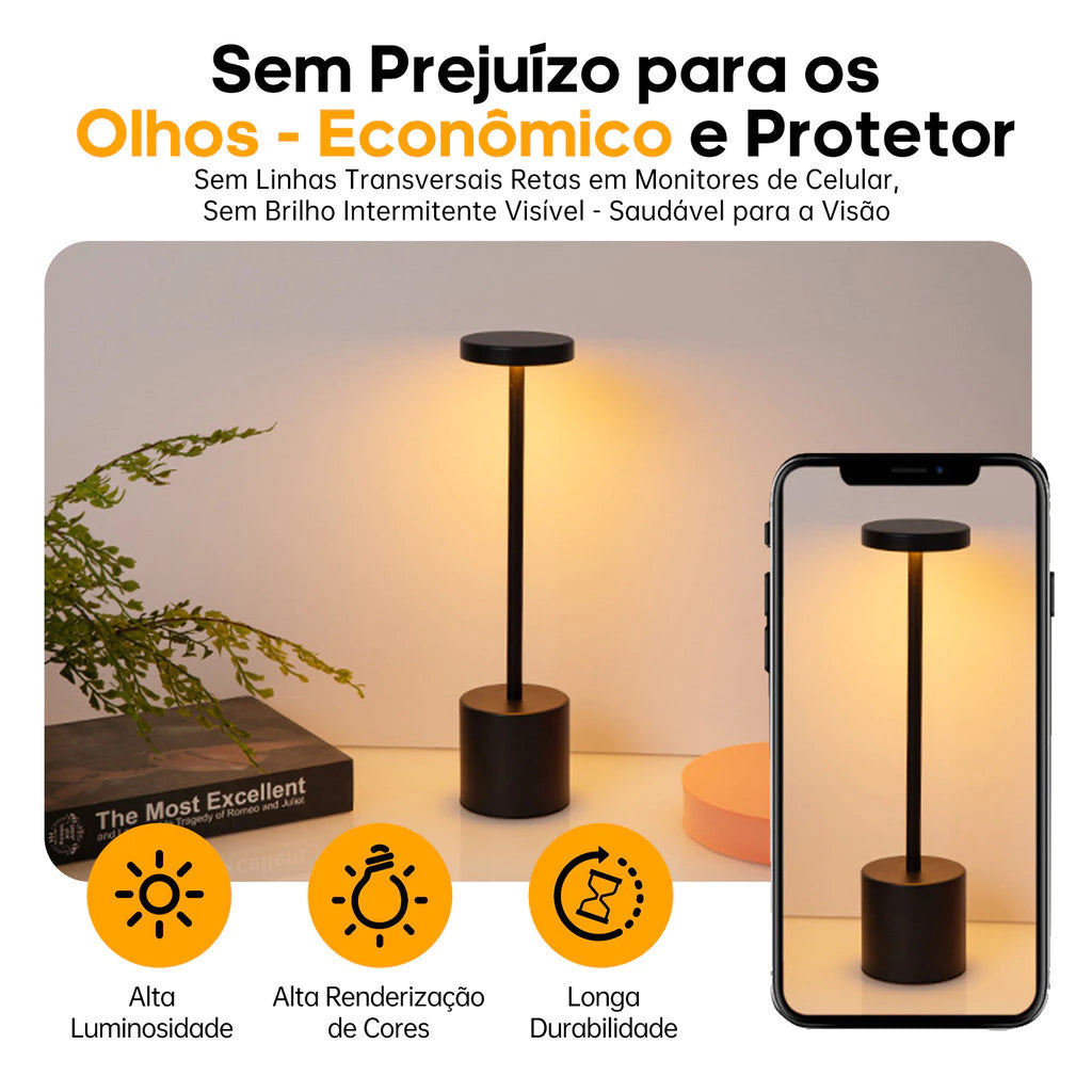 Luminária de Mesa Lumière Touch™ Recarregável LED