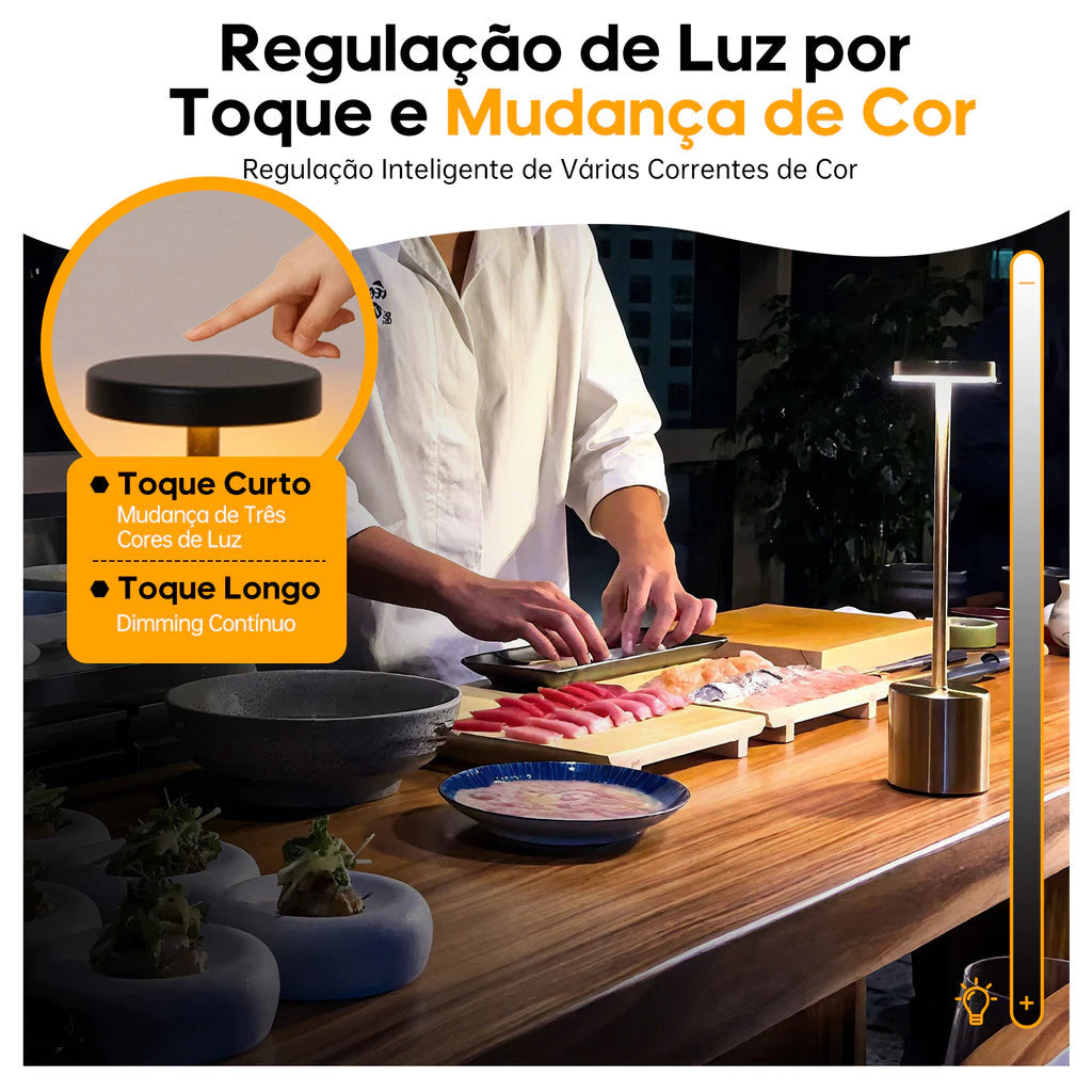 Luminária de Mesa Lumière Touch™ Recarregável LED