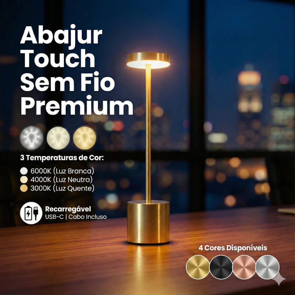 Luminária de Mesa Lumière Touch™ Recarregável LED — detalhe do acabamento | Mova Decor