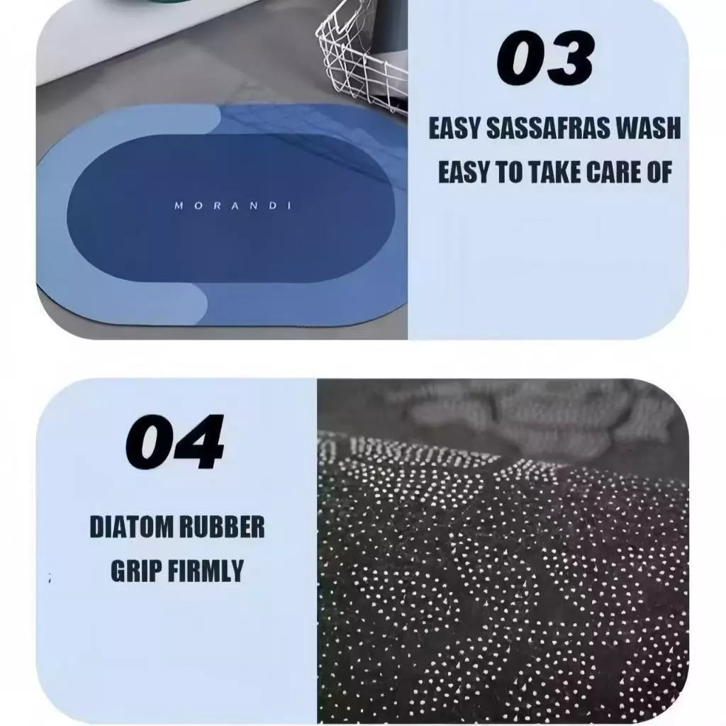 AquaDry Comfort™ - Tapete Banheiro Antiderrapante Absorvente de Secagem Rápida