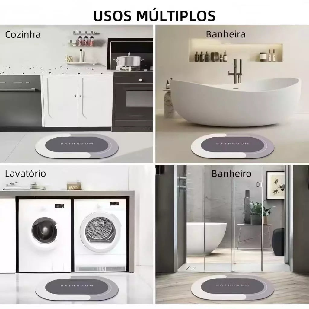AquaDry Comfort™ - Tapete Banheiro Antiderrapante Absorvente de Secagem Rápida