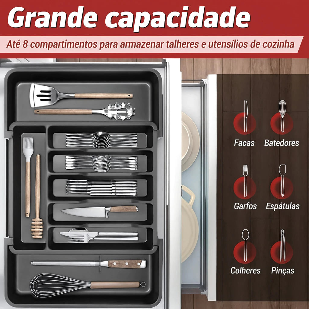 OrgaChef™ – Organizador de Gavetas Extensível para Talheres e Utensílios - Mōva Decor