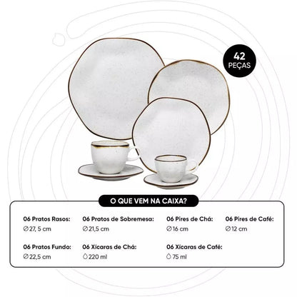 Aparelho de Jantar e Chá Porcelana Ryo Maresia Oxford | Mōva Decor