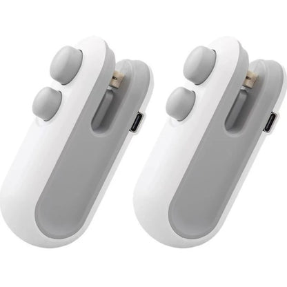 Kit com 2 Mini Seladoras Portáteis FreshLock Duo 2 em 1 USB