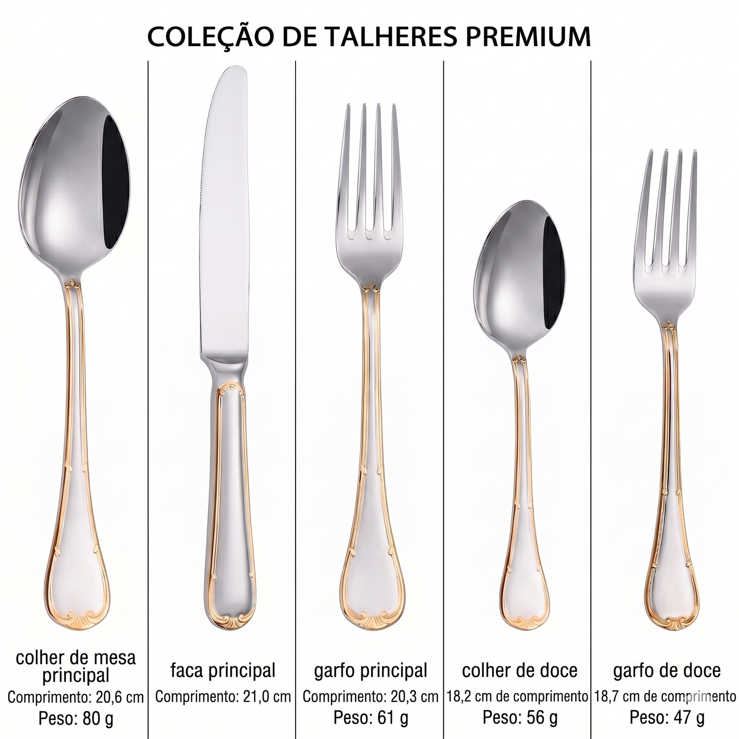 Venezia Gold™ – Jogo de Talheres Premium para Mesa Posta Sofisticada