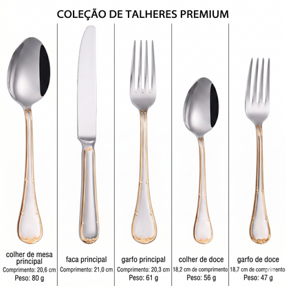 Venezia Gold™ – Jogo de Talheres Premium para Mesa Posta Sofisticada