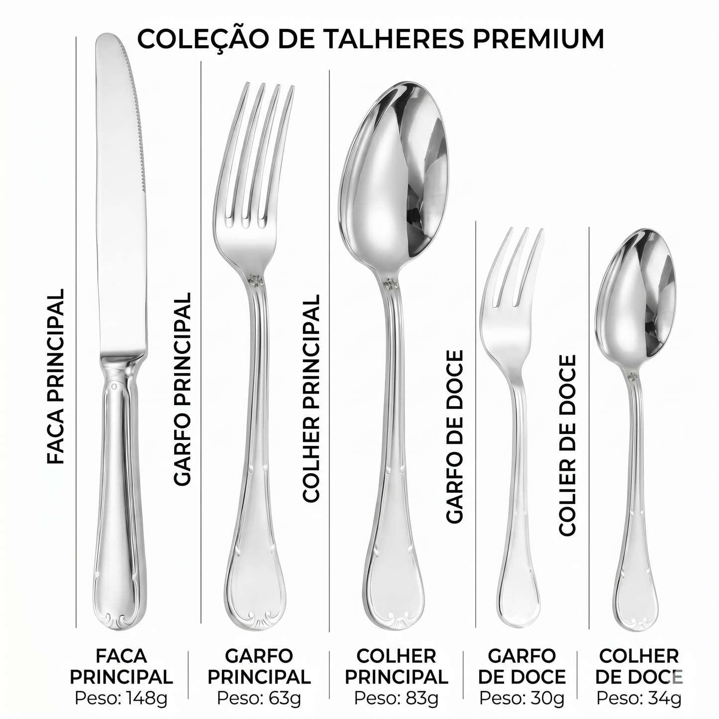 Venezia Gold™ – Jogo de Talheres Premium para Mesa Posta Sofisticada