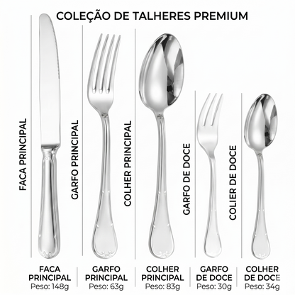 Venezia Gold™ – Jogo de Talheres Premium para Mesa Posta Sofisticada