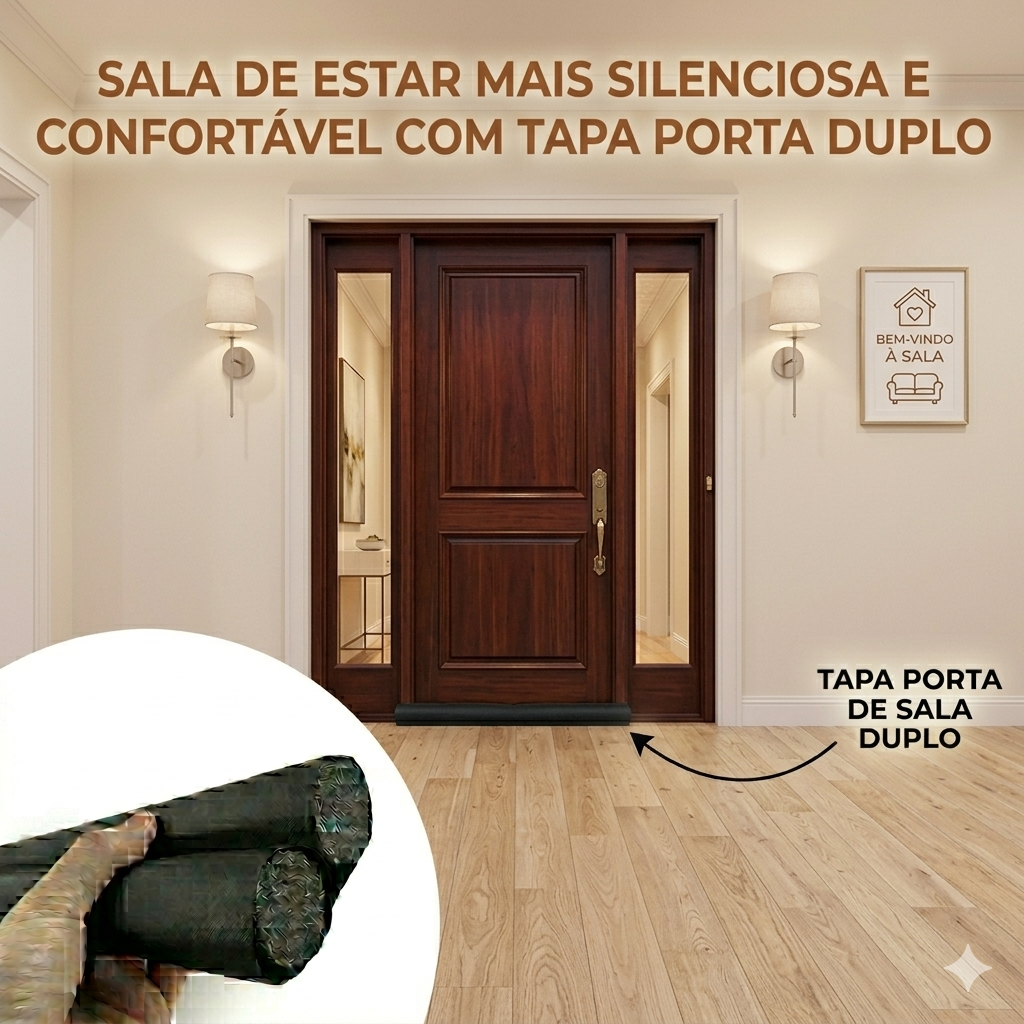 VedaTudo™ – Rolinho Duplo Ajustável para Porta (Anti Vento, Poeira e Insetos)