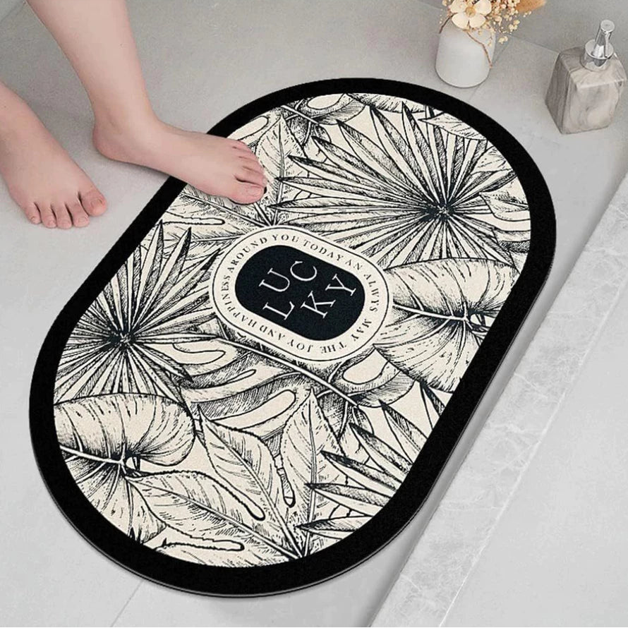 Tapete de Banheiro Estampado Mōva — Super Absorvente 40 × 60 cm — composição / escala visual | Mova Decor