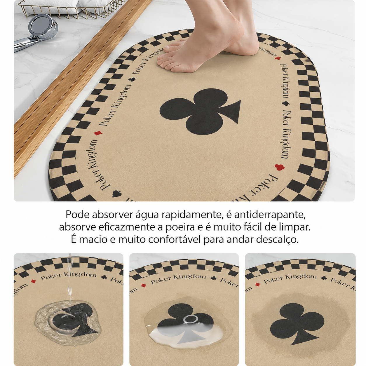 Tapete de Banheiro Estampado Mōva — Super Absorvente 40 × 60 cm — composição / escala visual | Mova Decor