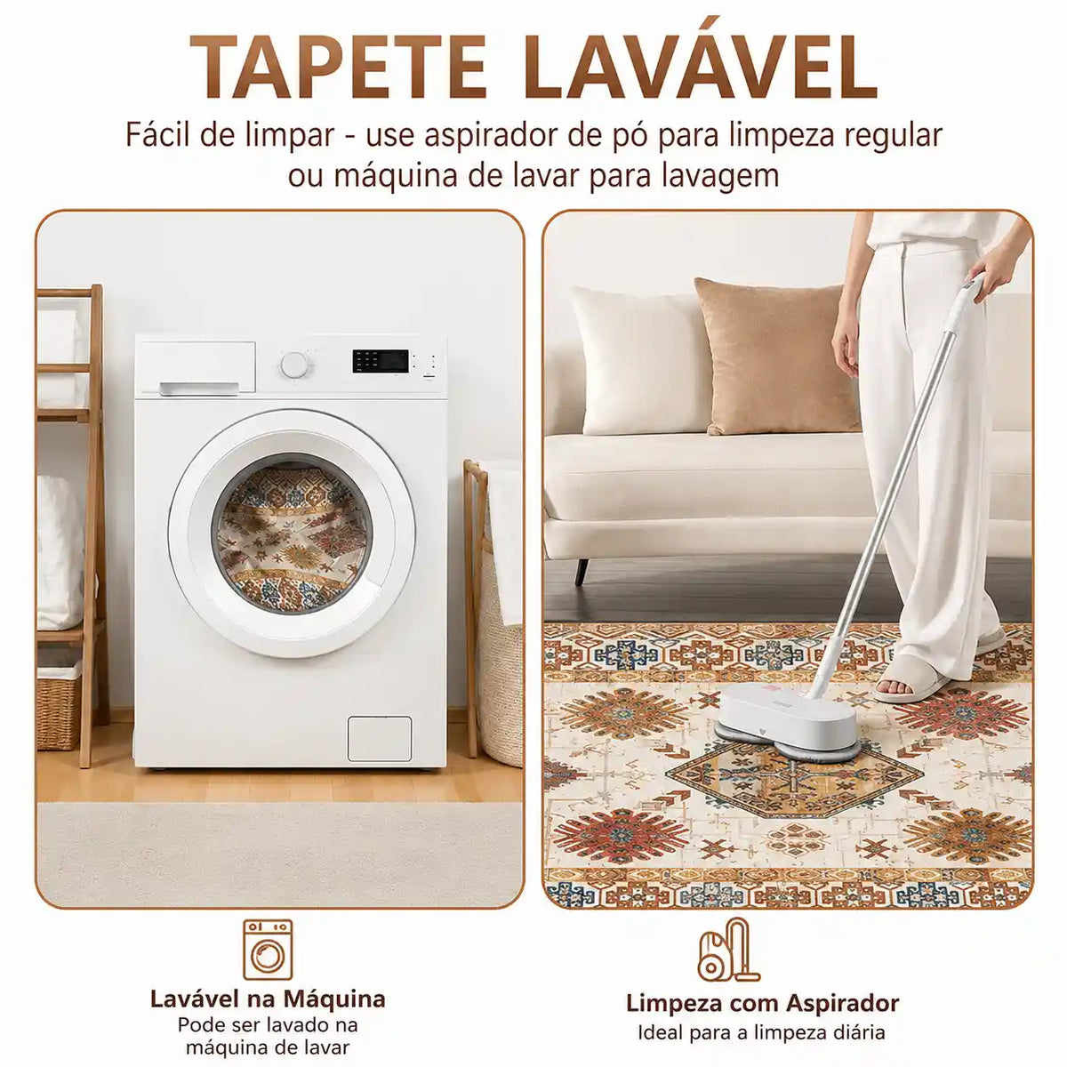 Jogo de Tapetes de Cozinha Boho com Passadeira Mōva — 3 Peças